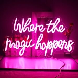 The Magic Happens Neon Sign Led Pink Word Light